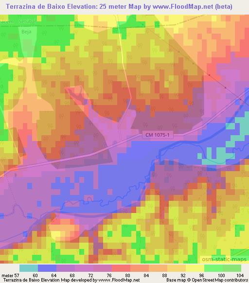 Terrazina de Baixo,Portugal Elevation Map