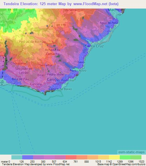 Tendeira,Portugal Elevation Map