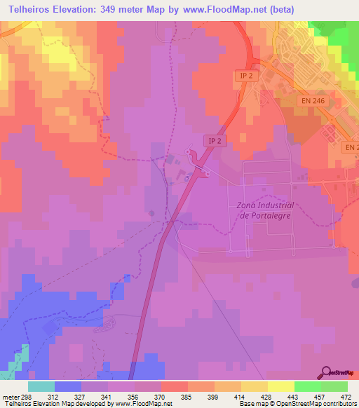 Telheiros,Portugal Elevation Map