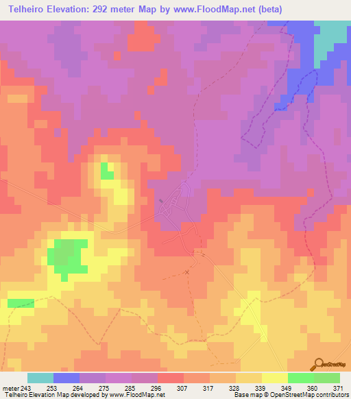 Telheiro,Portugal Elevation Map