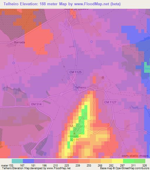 Telheiro,Portugal Elevation Map