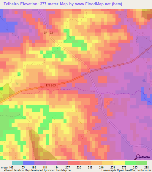 Telheiro,Portugal Elevation Map