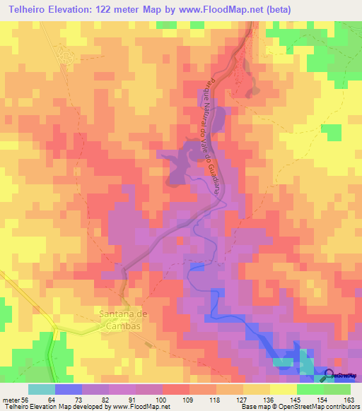 Telheiro,Portugal Elevation Map