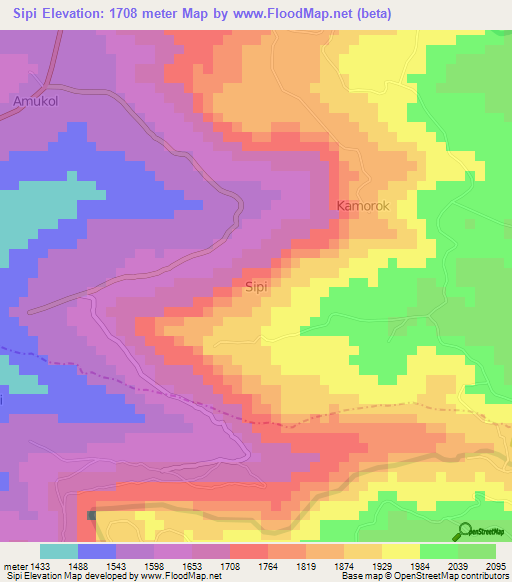 Sipi,Uganda Elevation Map