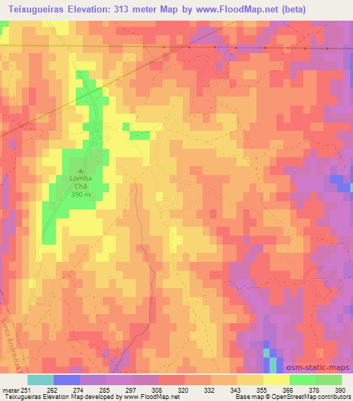 Teixugueiras,Portugal Elevation Map