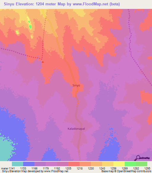 Sinyu,Uganda Elevation Map