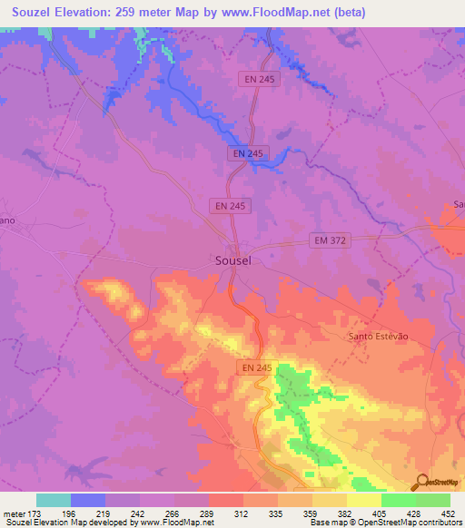 Souzel,Portugal Elevation Map