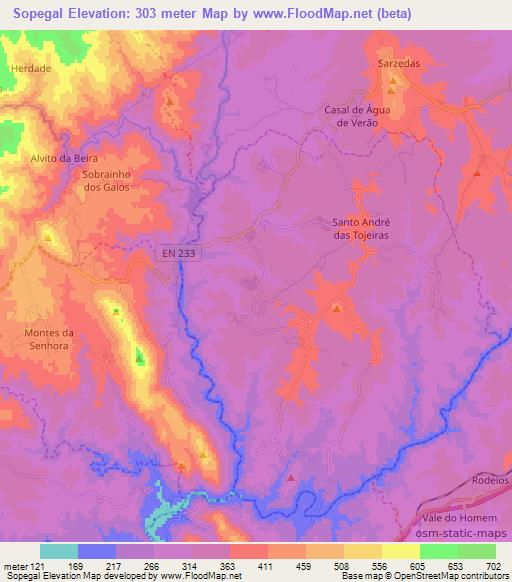 Sopegal,Portugal Elevation Map