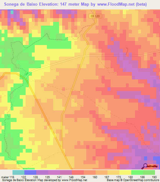 Sonega de Baixo,Portugal Elevation Map