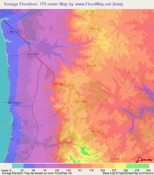 Sonega,Portugal Elevation Map