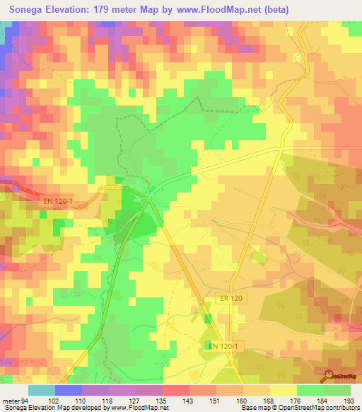 Sonega,Portugal Elevation Map