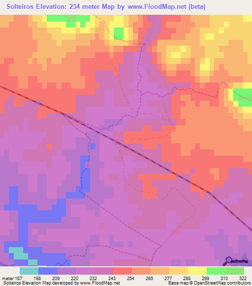 Solteiros,Portugal Elevation Map