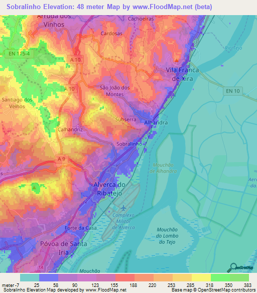 Sobralinho,Portugal Elevation Map