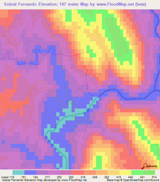 Sobral Fernando,Portugal Elevation Map