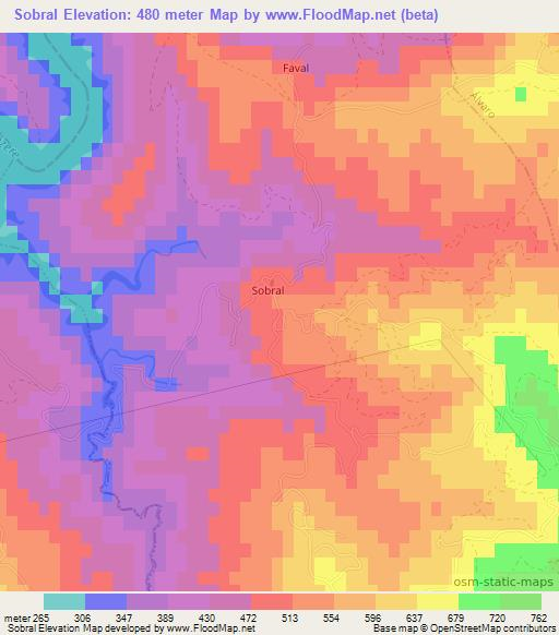 Sobral,Portugal Elevation Map