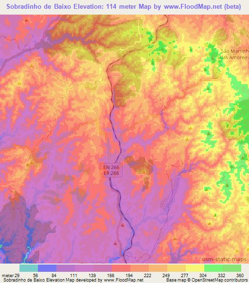 Sobradinho de Baixo,Portugal Elevation Map