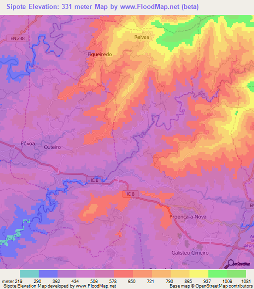 Sipote,Portugal Elevation Map