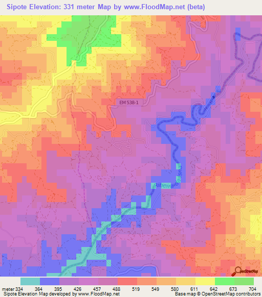 Sipote,Portugal Elevation Map
