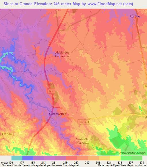 Sinceira Grande,Portugal Elevation Map