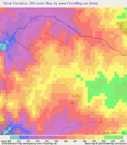 Silval,Portugal Elevation Map