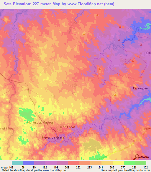 Sete,Portugal Elevation Map