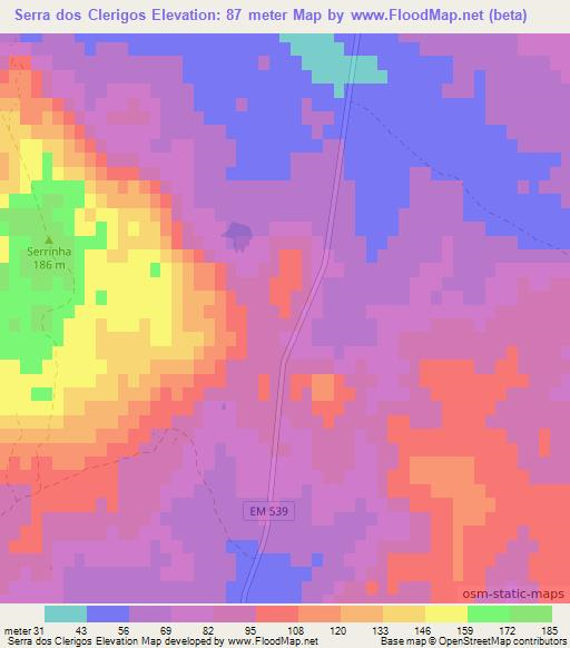Serra dos Clerigos,Portugal Elevation Map