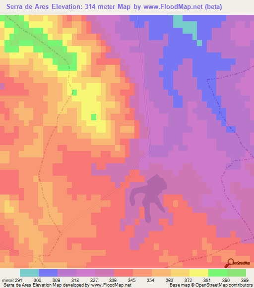 Serra de Ares,Portugal Elevation Map