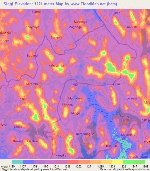 Siggi,Uganda Elevation Map