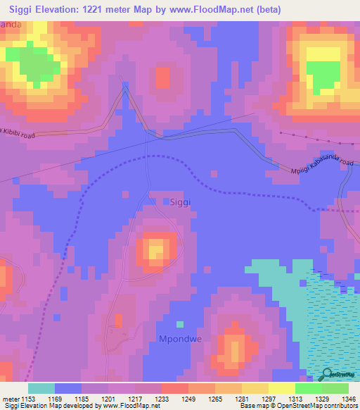 Siggi,Uganda Elevation Map