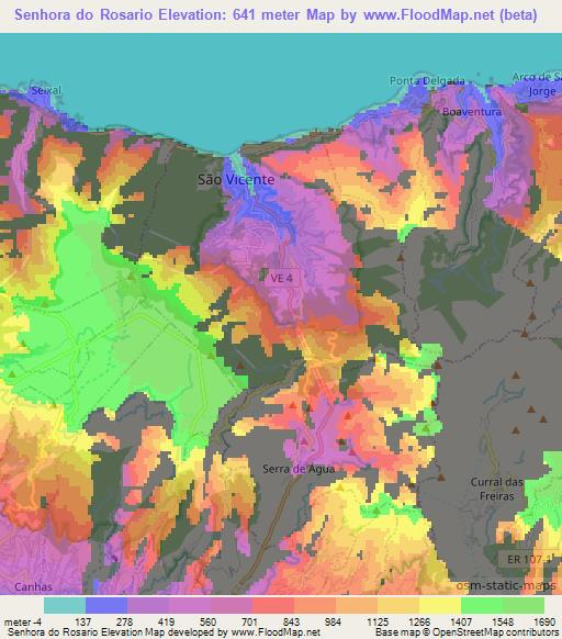 Senhora do Rosario,Portugal Elevation Map