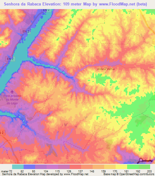 Senhora da Rabaca,Portugal Elevation Map