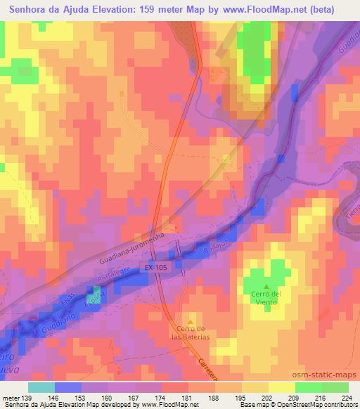 Senhora da Ajuda,Portugal Elevation Map