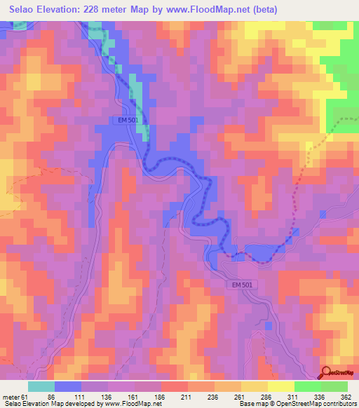 Selao,Portugal Elevation Map