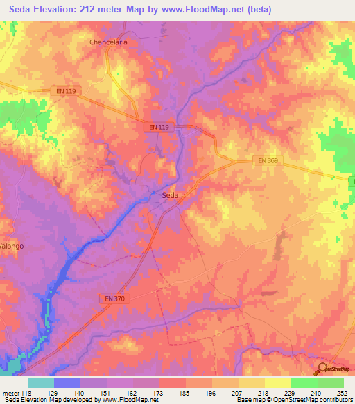 Seda,Portugal Elevation Map
