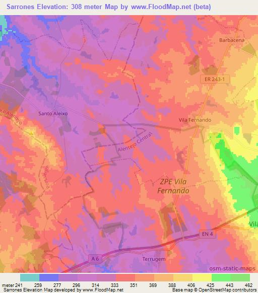 Sarrones,Portugal Elevation Map