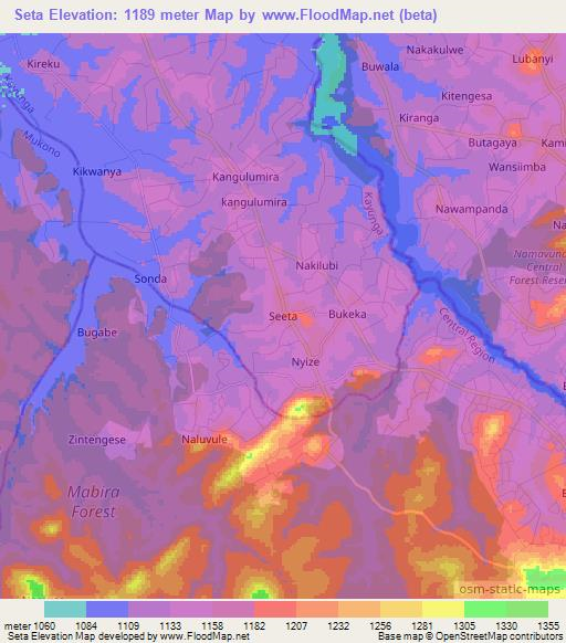Seta,Uganda Elevation Map