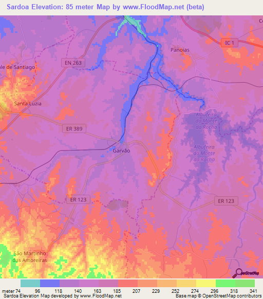 Sardoa,Portugal Elevation Map
