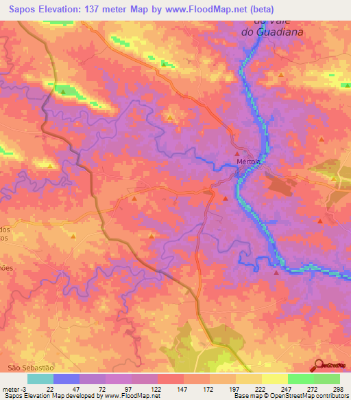 Sapos,Portugal Elevation Map