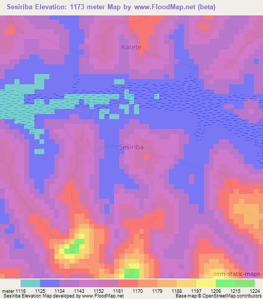 Sesiriba,Uganda Elevation Map