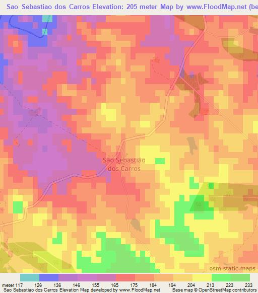 Sao Sebastiao dos Carros,Portugal Elevation Map