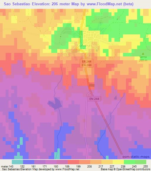 Sao Sebastiao,Portugal Elevation Map