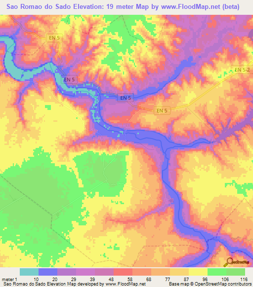 Sao Romao do Sado,Portugal Elevation Map