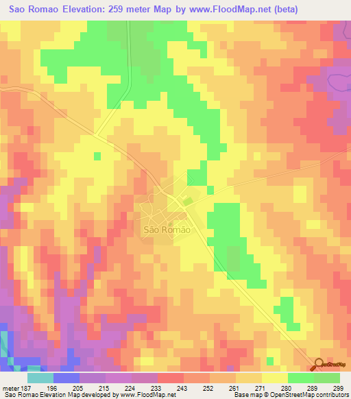 Sao Romao,Portugal Elevation Map