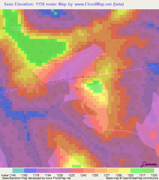 Sese,Uganda Elevation Map