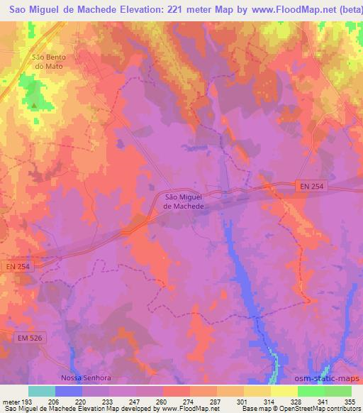 Sao Miguel de Machede,Portugal Elevation Map