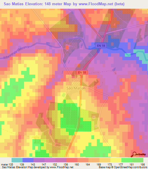 Sao Matias,Portugal Elevation Map