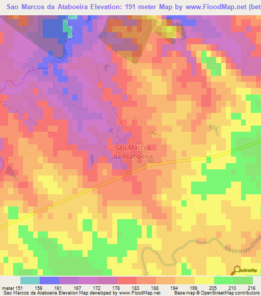 Sao Marcos da Ataboeira,Portugal Elevation Map