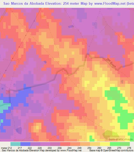 Sao Marcos da Abobada,Portugal Elevation Map