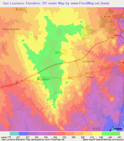Sao Lourenco,Portugal Elevation Map