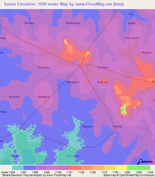 Serere,Uganda Elevation Map